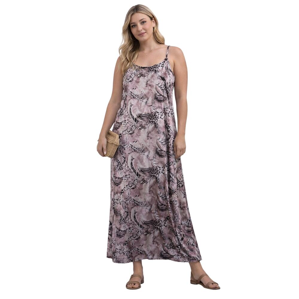 Joan Vass Floral Print Maxi Dress Women’s Medium Sleeveless